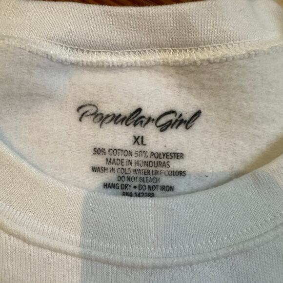 Popular Girl white Merci French graphic crew sweatshirt SIZE XL - Picture 4 of 5